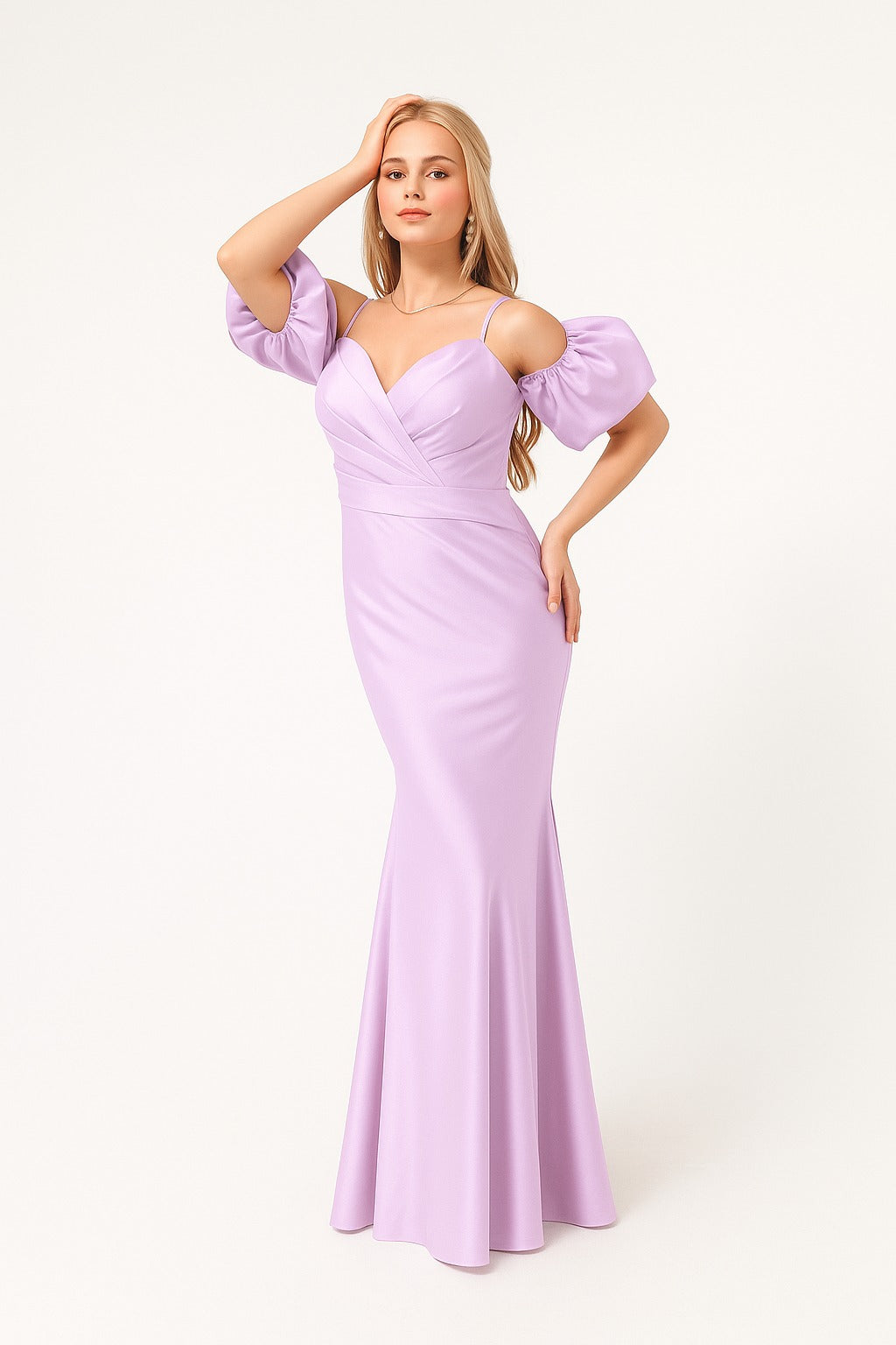 Off-shoulder puff sleeves