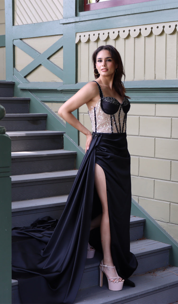 Elegant Black Corset Gown